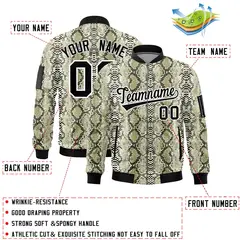 Snake Pattern Varsity Full-Zip Letterman Bomber Jacket 2