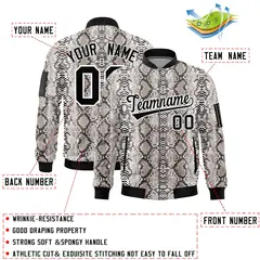 Snake Pattern Varsity Full-Zip Letterman Bomber Jacket 2