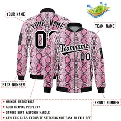 Snake Pattern Varsity Full-Zip Letterman Bomber Jacket 2