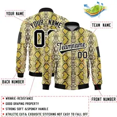 Snake Pattern Varsity Full-Zip Letterman Bomber Jacket 2