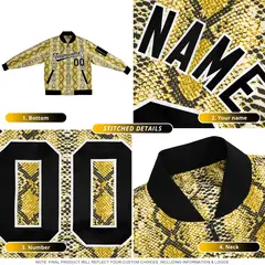 Snake Pattern Varsity Full-Zip Letterman Bomber Jacket 5