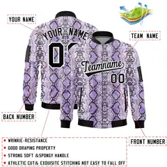 Snake Pattern Varsity Full-Zip Letterman Bomber Jacket 2