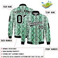 Snake Pattern Varsity Full-Zip Letterman Bomber Jacket 2