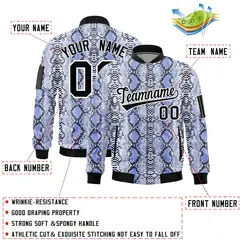 Snake Pattern Varsity Full-Zip Letterman Bomber Jacket 2