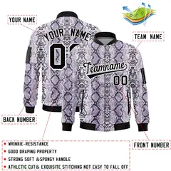 Snake Pattern Varsity Full-Zip Letterman Bomber Jacket 2