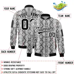 Snake Pattern Varsity Full-Zip Letterman Bomber Jacket 2