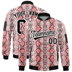 Snake Pattern Varsity Full-Zip Letterman Bomber Jacket