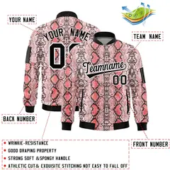 Snake Pattern Varsity Full-Zip Letterman Bomber Jacket 2