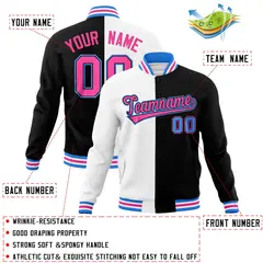 Split Varsity Baseball Jacket with Stitched Name Number 2