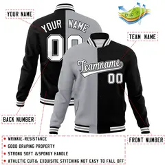 Split Varsity Baseball Jacket with Stitched Name Number 22