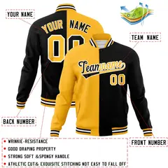 Split Varsity Baseball Jacket with Stitched Name Number 37