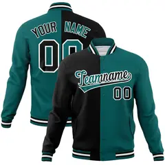 Split Varsity Baseball Jacket with Stitched Name Number 51