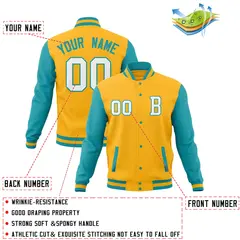 Stitched Full-Snap Varsity Letterman Baseball Jacket Coat 68