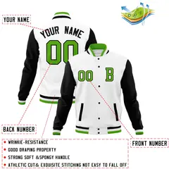 Stitched Full-Snap Varsity Letterman Baseball Jacket Coat 76