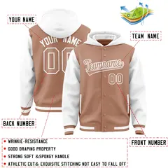Teabrown White Raglan Varsity Full-Snap Letterman Two Tone Jacket Hoodie 4