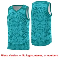 Teal Aqua Aztec Sun Stone Graffiti Basketball Jersey 6