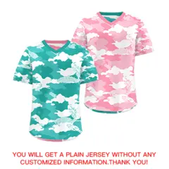 Teal Aqua Light Pink Camo Reversible Pullover Baseball Jersey 9