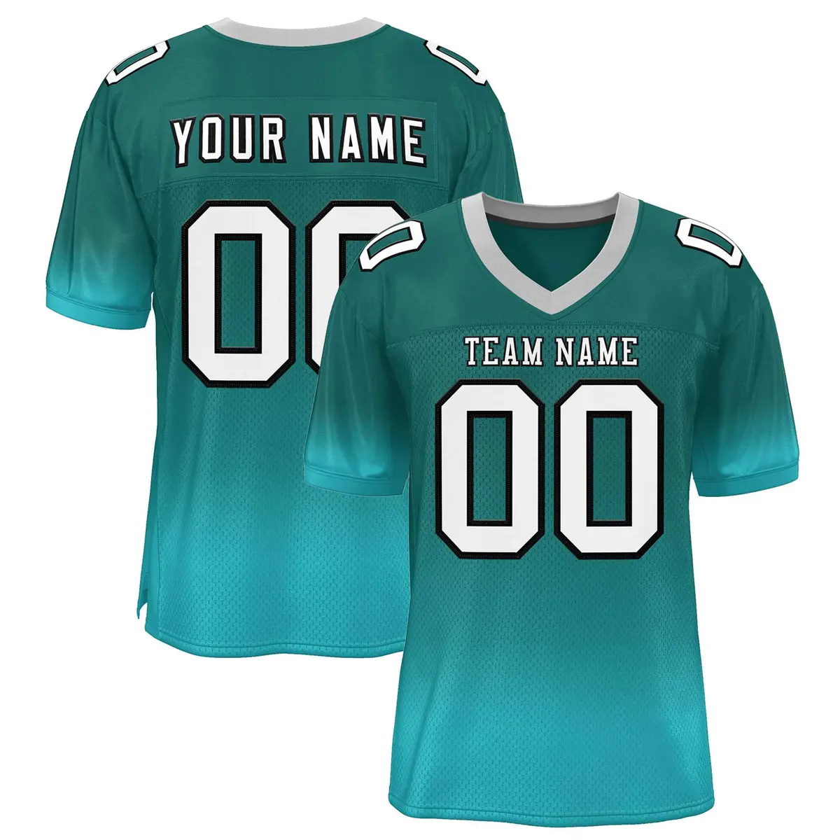 Teal Aqua-White Gradient Fashion Football Jersey