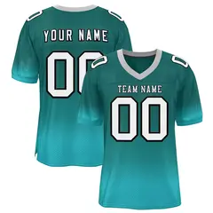 Teal Aqua-White Gradient Fashion Football Jersey