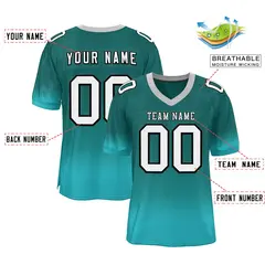 Teal Aqua-White Gradient Fashion Football Jersey 2