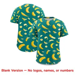 Teal Banana Graffiti Pattern Fashion Baseball Jersey 7