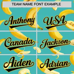 Teal Banana Graffiti Pattern Fashion Baseball Jersey 4