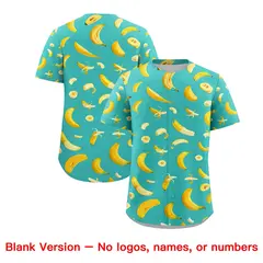 Teal Banana Graffiti Pattern Fashion Baseball Jersey 7