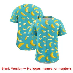 Teal Banana Graffiti Pattern Fashion Baseball Jersey 7