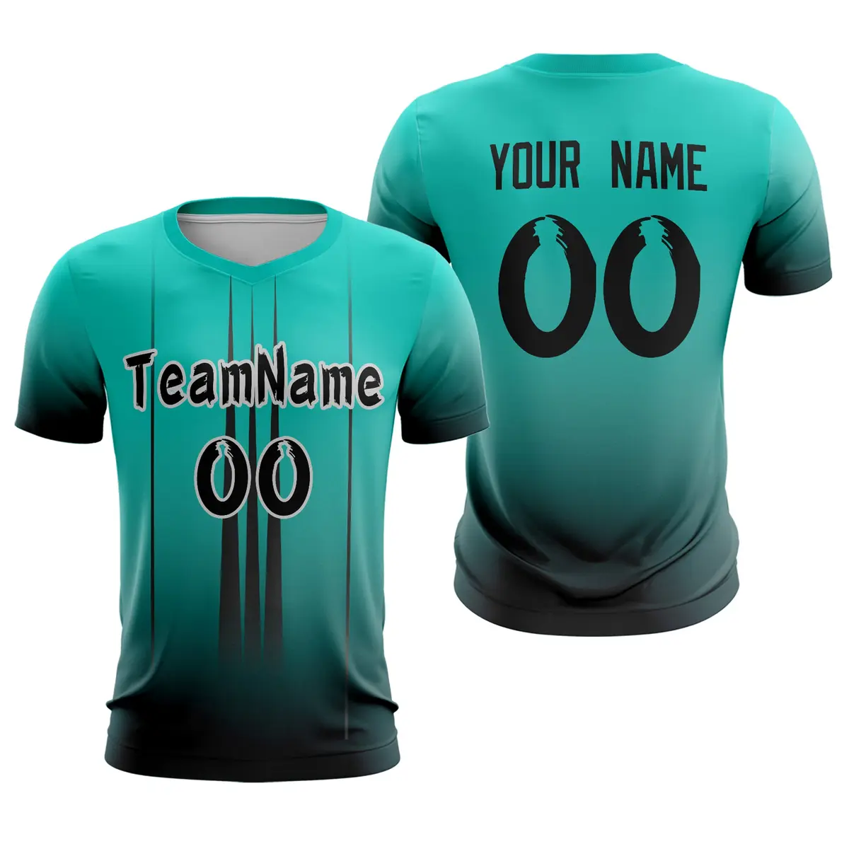 Teal Black Athletic Sport Soccer Jersey