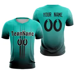 Teal Black Athletic Sport Soccer Jersey 1