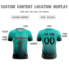 Teal Black Athletic Sport Soccer Jersey 2