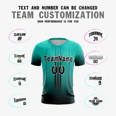 Teal Black Athletic Sport Soccer Jersey 3