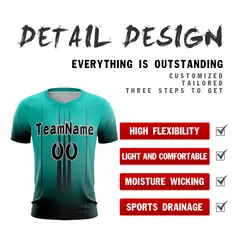 Teal Black Athletic Sport Soccer Jersey 4