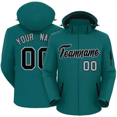 Teal Black-Gray Classic Waterproof Jacket