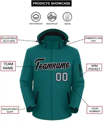 Teal Black-Gray Classic Waterproof Jacket 2
