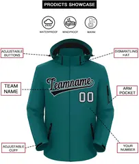 Teal Black-Gray Classic Waterproof Jacket 2