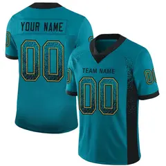 Teal Black-Old Gold Drift Fashion Mesh Football Jersey 1