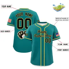Teal Black Old Gold Father's Day Classic Baseball Jersey 2