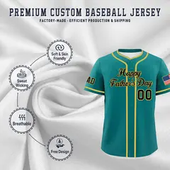 Teal Black Old Gold Father's Day Classic Baseball Jersey 3