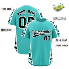 Teal Black Side Camo Baseball Jersey 2