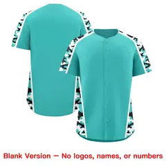 Teal Black Side Camo Baseball Jersey 7
