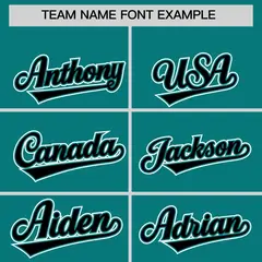 Teal Black Side Flame Outline Baseball Jersey 3