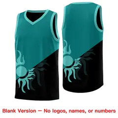 Teal Black Sunburst Two Tone Drapable Basketball Jersey 2