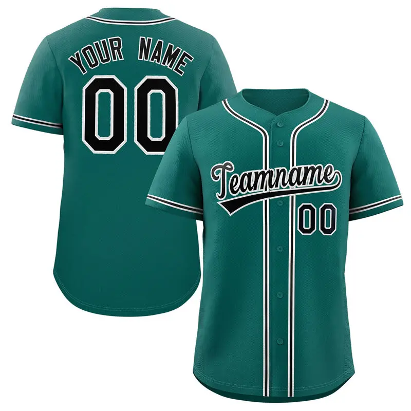 Teal Black-White Authentic Classic Baseball Jersey