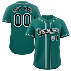 Teal Black-White Authentic Classic Baseball Jersey 1