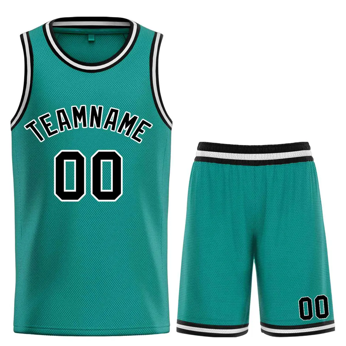 Teal Black-White Bull Classic Sets Basketball Jersey
