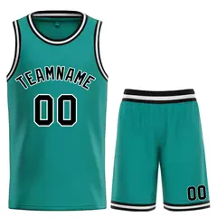 Teal Black-White Bull Classic Sets Basketball Jersey