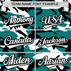 Teal Black White Camo Gradient Fashion Baseball Jersey 3