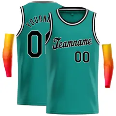 Teal Black-White Classic Casual Basketball Jersey
