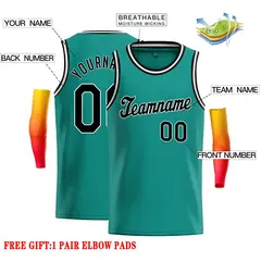 Teal Black-White Classic Casual Basketball Jersey 2